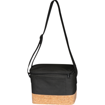 POLYESTER COOL BAG with Cork Bottom in Black