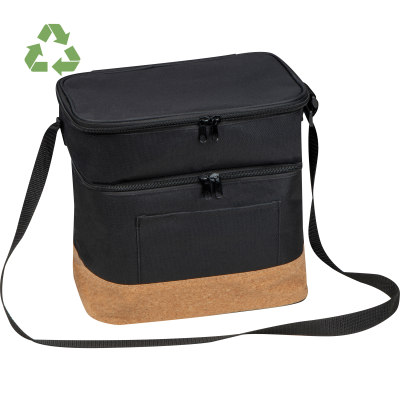 RPET COOL BAG with Extra Compartment & Cork Bottom in Black