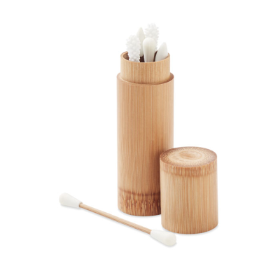 6 REUSABLE SWABS in Bamboo Box in Brown