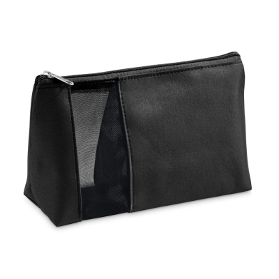 ANNIE MICROFIBRE AND MESH COSMETICS BAG in Black