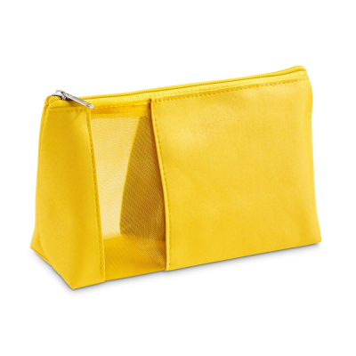ANNIE MICROFIBRE AND MESH COSMETICS BAG in Yellow