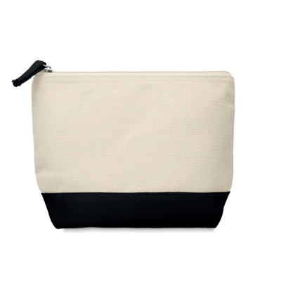 BICOLOUR COTTON COSMETICS BAG in Black