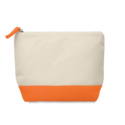 BICOLOUR COTTON COSMETICS BAG in Orange