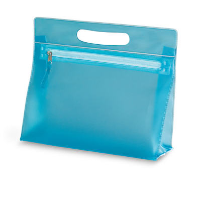 CLEAR TRANSPARENT COSMETICS POUCH in Blue