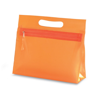 CLEAR TRANSPARENT COSMETICS POUCH in Orange