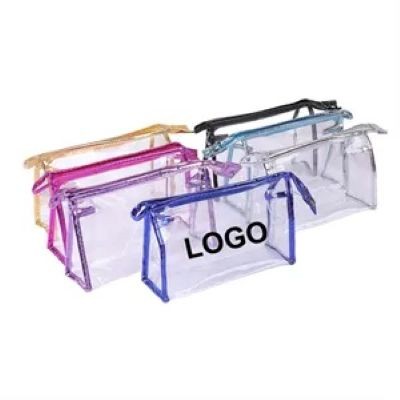 CLEAR TRANSPARENT PVC CLUTCH BAG with Zipper