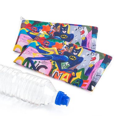 COSMETICS AND TOILETRY PENCIL CASE STYLE PURSE FROM RECYCLED BOTTLES