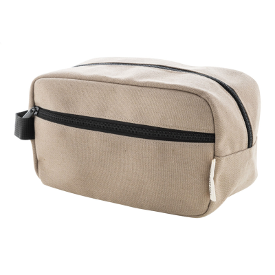 RECYCLED CANVAS COSMETICS BAG in Beige
