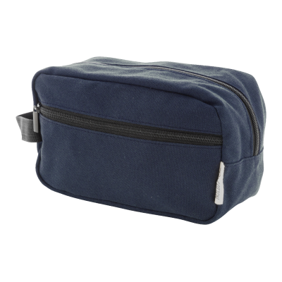 RECYCLED CANVAS COSMETICS BAG in Dark Blue