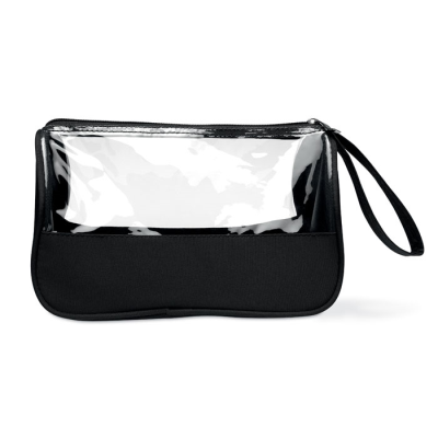 TOILETRY BAG MICROFIBRE W PVC in Black