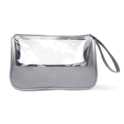 TOILETRY BAG MICROFIBRE W PVC in Grey