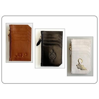GENUINE LEATHER CARD HOLDER with Zip for Coin