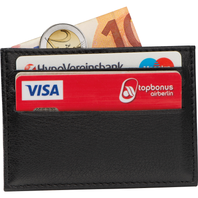 LEATHER RFID CREDIT CARD CASE in Black