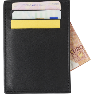 LEATHER RFID CREDIT CARD WALLET in Black