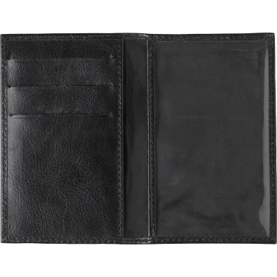 SPLIT LEATHER CREDIT CARD WALLET in Black