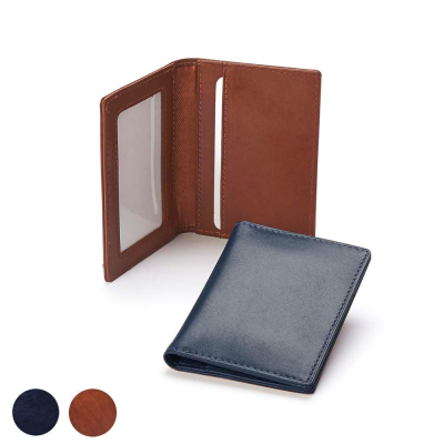 TRIM SANDRINGHAM NAPPA LEATHER LUXURY LEATHER CARD CASE with Window Pocket