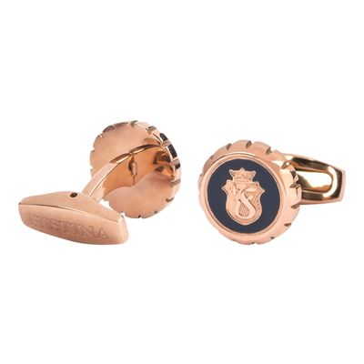 CUFF LINKS CHRONOBIKE NAVY & ROSEGOLD