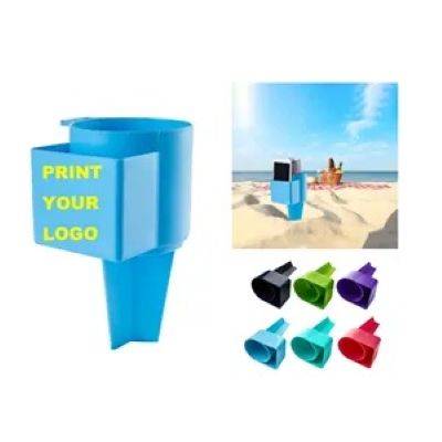PLASTIC BEACH CUP HOLDER with Pocket