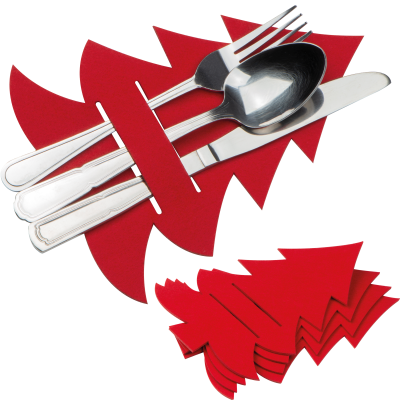 CUTLERY PAD in Christmas Tree Shape in Red
