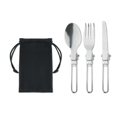 3-PIECE CAMPING CUTLERY SET in Black