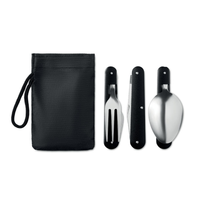 3-PIECE CAMPING UTENSILS SET in Black