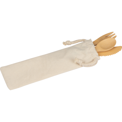 BAMBOO CUTLERY SET in Beige 