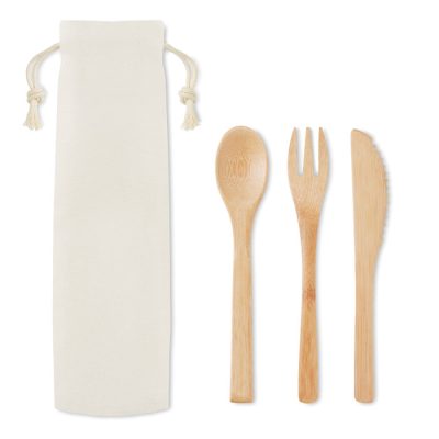 BAMBOO CUTLERY SET in Brown