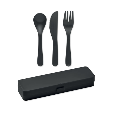 CUTLERY SET RECYCLED PP in Black