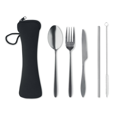 CUTLERY SET STAINLESS STEEL METAL in Black