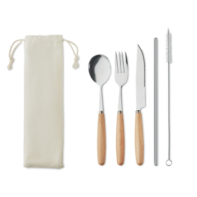 CUTLERY SET STAINLESS STEEL METAL in Brown
