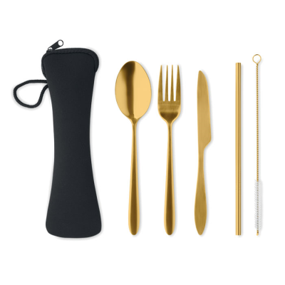 CUTLERY SET STAINLESS STEEL METAL in Gold