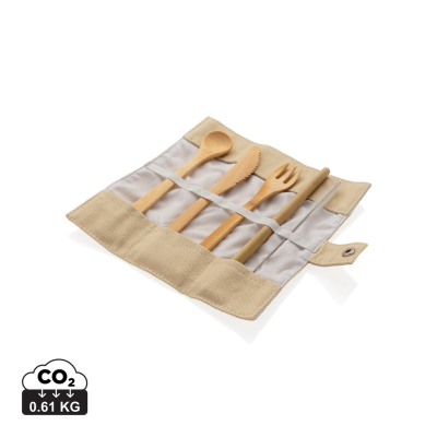 REUSABLE BAMBOO TRAVEL CUTLERY SET in White
