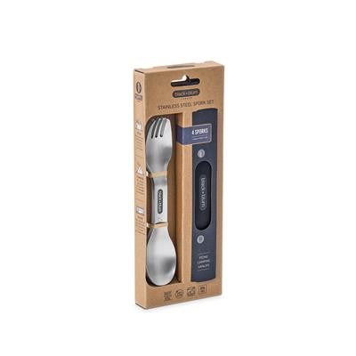 STAINLESS STEEL METAL SPORKS SET X4