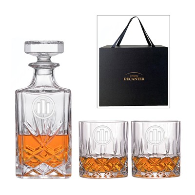 ENGRAVED SET - 750 ML DECANTER AND TWO 300 ML GLASSES