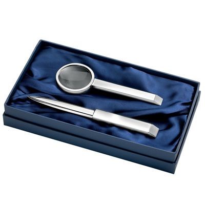 METAL LETTER OPENER & MAGNIFIER GLASS in Silver