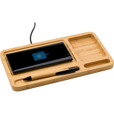 BAMBOO DESK ORGANIZER AND CHARGER in Bamboo