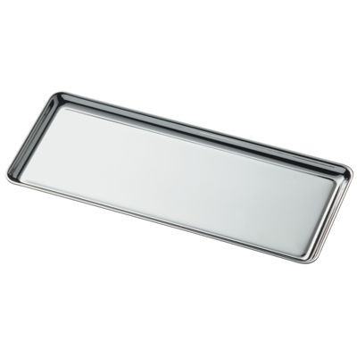 RECTANGULAR SILVER CHROME METAL PEN HOLDER TRAY