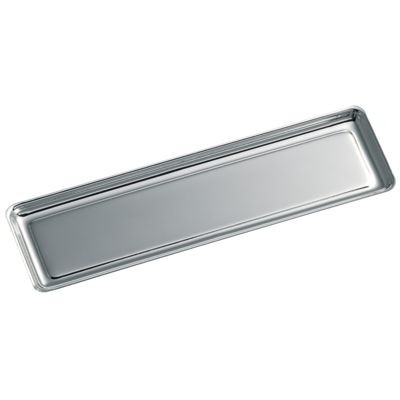 RECTANGULAR SILVER CHROME METAL PEN HOLDER TRAY