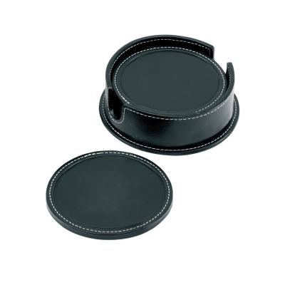 SANDRINGHAM NAPPA LEATHER ROUND COASTER SET