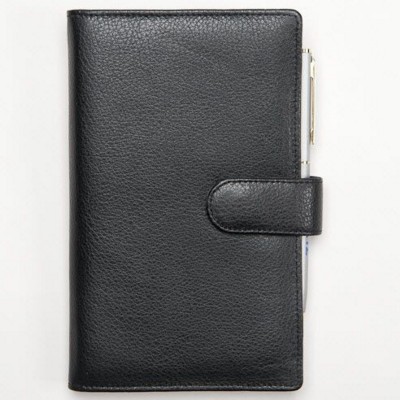 CHELSEA LEATHER POCKET DIARY & NOTE BOOK WALLET in Black with Magnetic Clasp
