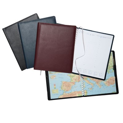 CHELSEA LEATHER COMB BOUND QUARTO DESK DIARY WALLET