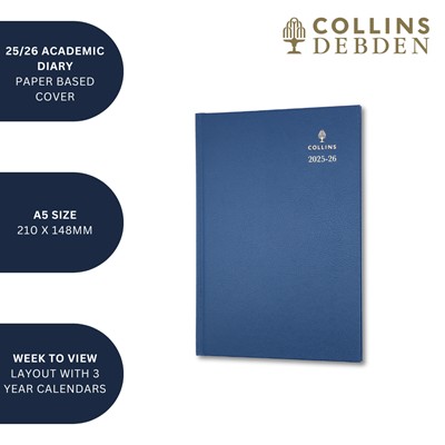 COLLINS DESK A5 WEEK TO VIEW MID YEAR DIARY