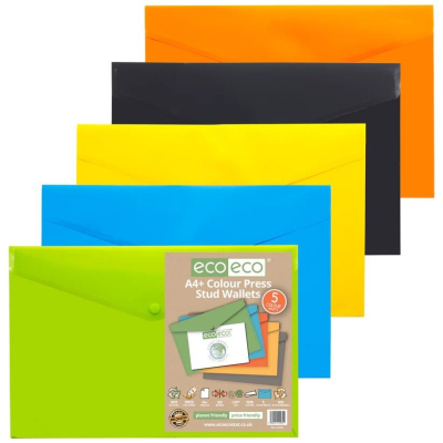 ECO-ECO A4+ 50% RECYCLED PRESS STUD WALLET (UK STOCK)
