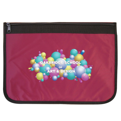 NYLON DOCUMENT WALLET in Burgundy with Black Edging