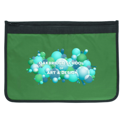 NYLON DOCUMENT WALLET in Green with Black Edging