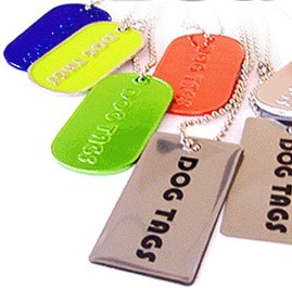DOG TAG in Anodized Aluminium Metal Silver Metal