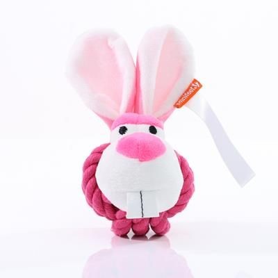 DOG TOY KNOTTED ANIMAL RABBIT