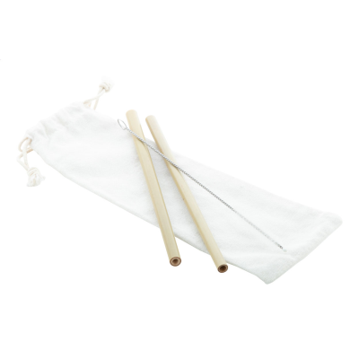 BAMBOO STRAW SET in Natural
