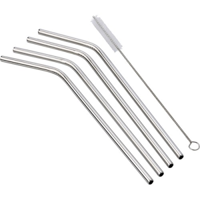 FOUR DRINK STRAWS in Silver