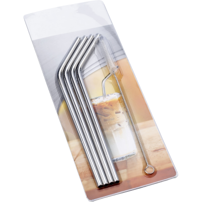 FOUR DRINK STRAWS in Silver